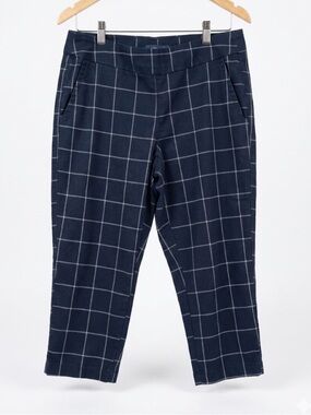Chaps Navy Windowpane Chinos